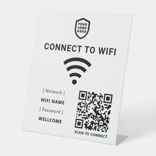 Wifi Network  White QR Code Scan to Connect Pedestal Sign