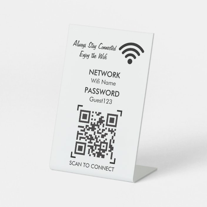 Wifi Network With QR Code Custom Text For Guests Pedestal Sign | Zazzle.com