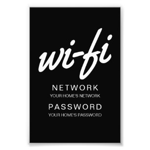 Wifi Passcode Print for Framing and Displaying