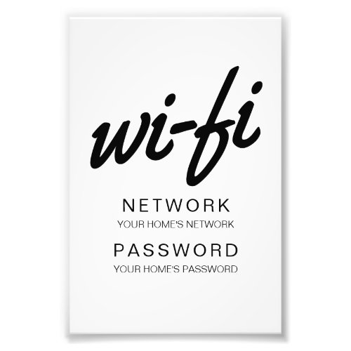 Wifi Passcode Print for Framing and Displaying