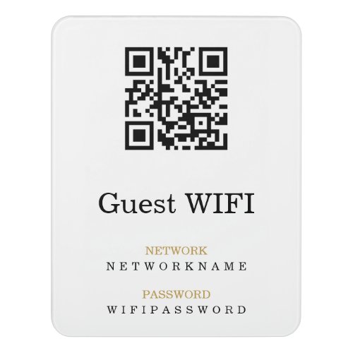 Wifi Password and Network Personalized QR Code Door Sign