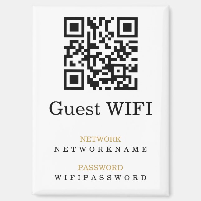 Wifi Password and Network Personalized QR Code Magnet (Front)