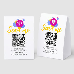 Wifi Password and Network Personalized QR Code Paper Table Tent