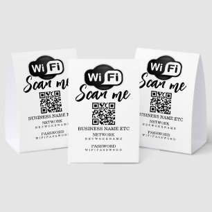 Wifi Password and Network Personalized QR Code Paper Table Tent
