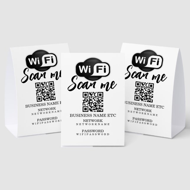 Wifi Password and Network Personalized QR Code Paper Table Tent (Insitu(Multi))