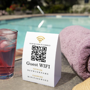 Wifi Password and Network Personalized QR Code Paper Table Tent
