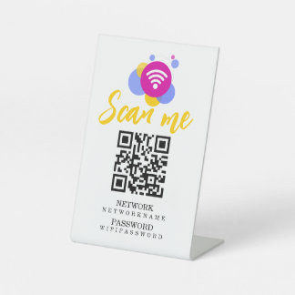 Wifi Password and Network Personalized QR Code Pedestal Sign