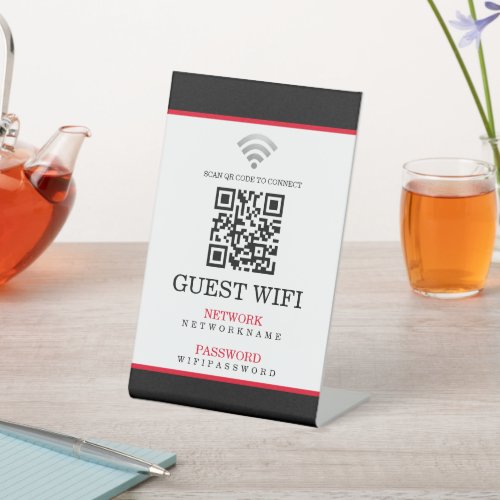 Wifi Password and Network Personalized QR Code Pedestal Sign
