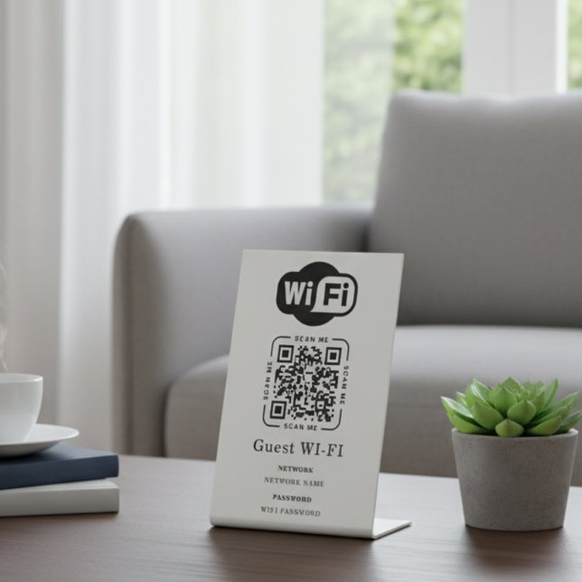 Wifi Password and Network Personalized QR Code Pedestal Sign (Creator Uploaded)