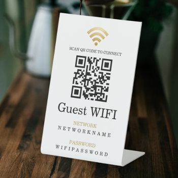 Wifi Password And Network Personalized Qr Code Pedestal Sign by Ricaso at Zazzle