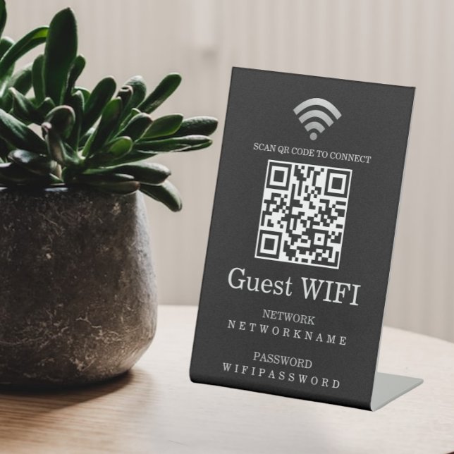 Wifi Password and Network Personalized QR Code Pedestal Sign (Creator Uploaded)
