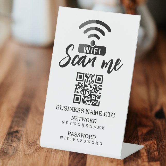 Wifi Password and Network Personalized QR Code Pedestal Sign (Creator Uploaded)