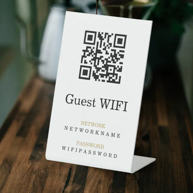Wifi Password and Network Personalized QR Code Pedestal Sign | Zazzle