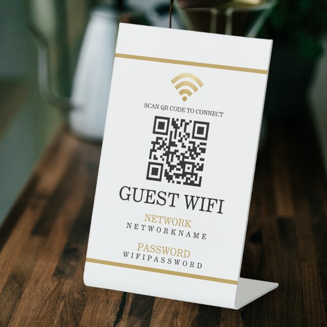 Wifi Password and Network Personalized QR Code Pedestal Sign (Creator Uploaded)