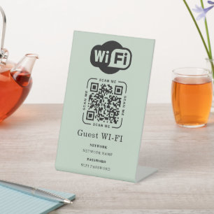 Wifi Password and Network Personalized QR Code Pedestal Sign
