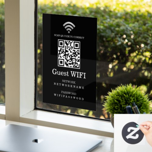 Wifi Password and Network Personalized QR Code Window Cling