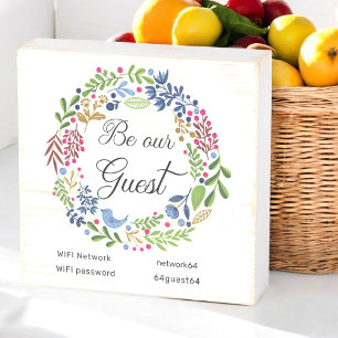 Wifi Password Be Our Guest Floral Wood Box Sign