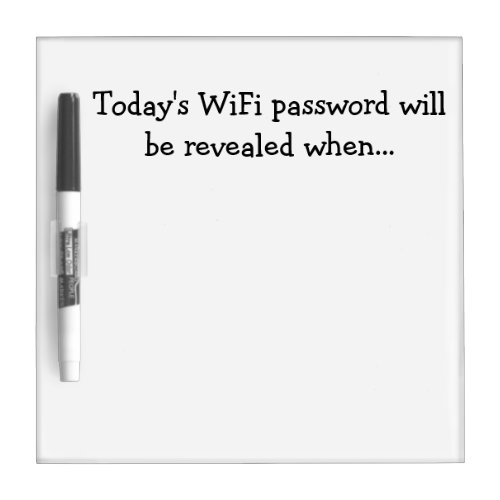 WiFi Password Chore Sign Dry Erase Board