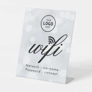WiFi Password Code Business Logo Blue Pedestal Sign