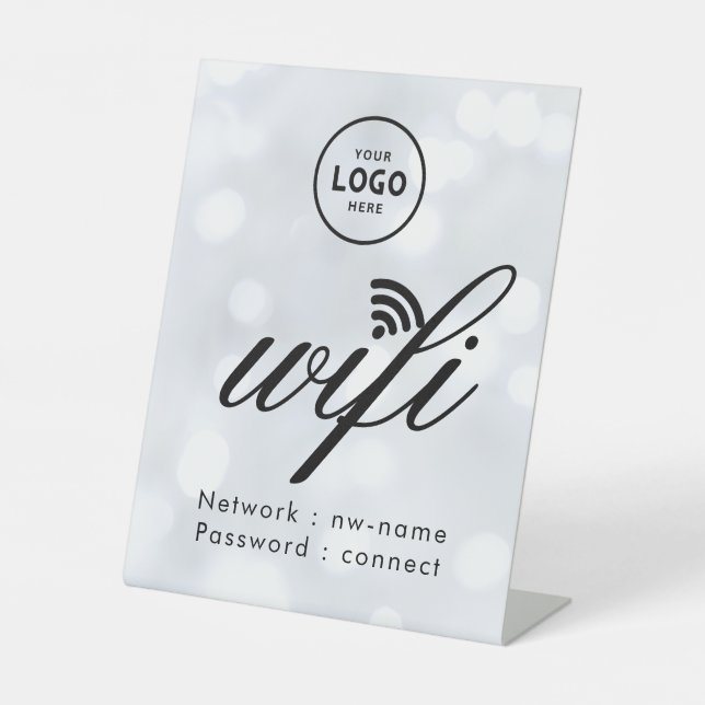 WiFi Password Code Business Logo Blue  Pedestal Sign (Front)