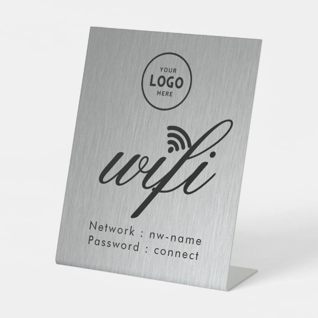 WiFi Password Code Business Logo Blue  Pedestal Sign (Front)