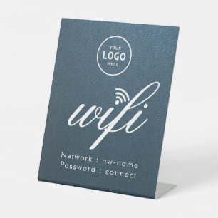 WiFi Password Code Business Logo Blue  Pedestal Sign