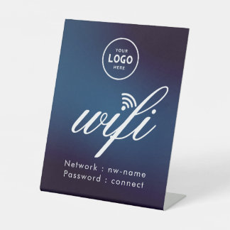WiFi Password Code Business Logo Blue  Pedestal Sign