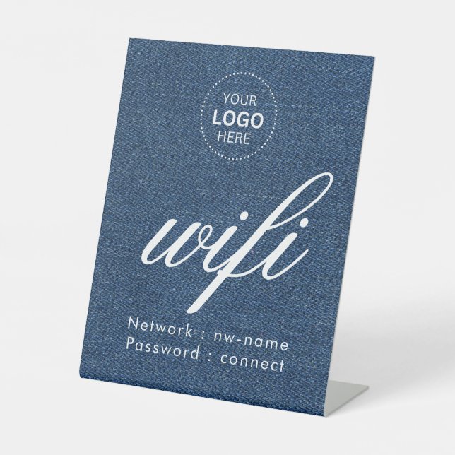 WiFi Password Code Business Logo Pedestal Sign (Front)