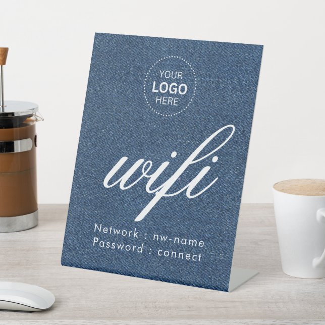 WiFi Password Code Business Logo Pedestal Sign (In SItu)