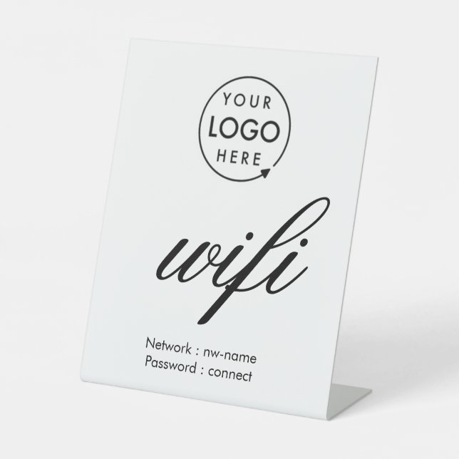 WiFi Password Code Business Logo Pedestal Sign (Front)