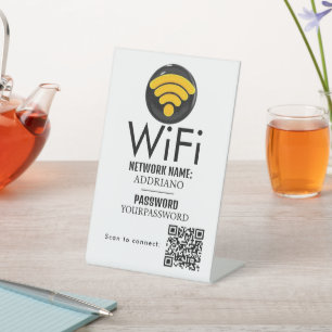 WiFi Password Code Gold Business Logo QR Code Pede Pedestal Sign