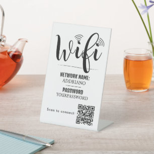 WiFi Password Code Gold Business Logo QR Code Pede Pedestal Sign