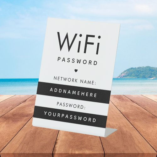WiFi Password Code Internet Network Striped Heart  Pedestal Sign