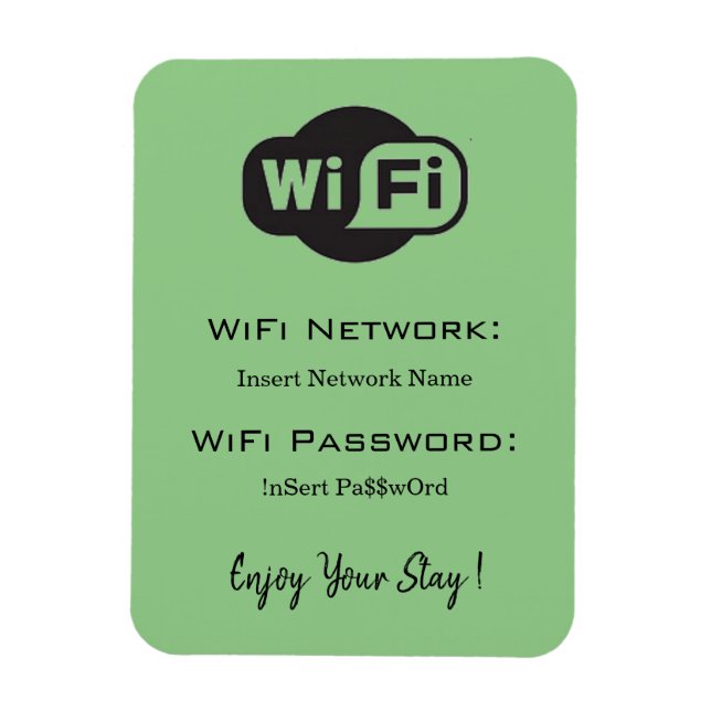 wifi password details green magnet (Vertical)