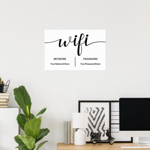 WiFi Password for Office or AirBnB Guest Room Poster