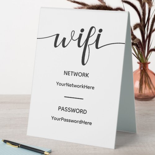 WiFi Password for Office or AirBnB  Table Tent Sign