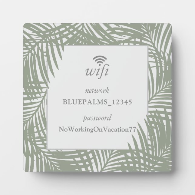 Wifi Password Guest Room Sign at Beach House Green Plaque (Front)