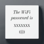 WiFi Password Guest Room Tabletop Plaque<br><div class="desc">Make it easy for your guests to wind down and log on by providing the WiFi password in an easy to find place. Their room will feel like a four star hotel.</div>