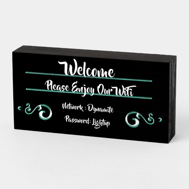 WiFi Password, Home Rental, Guest Suite Wooden Box Sign (Angled Horizontal)