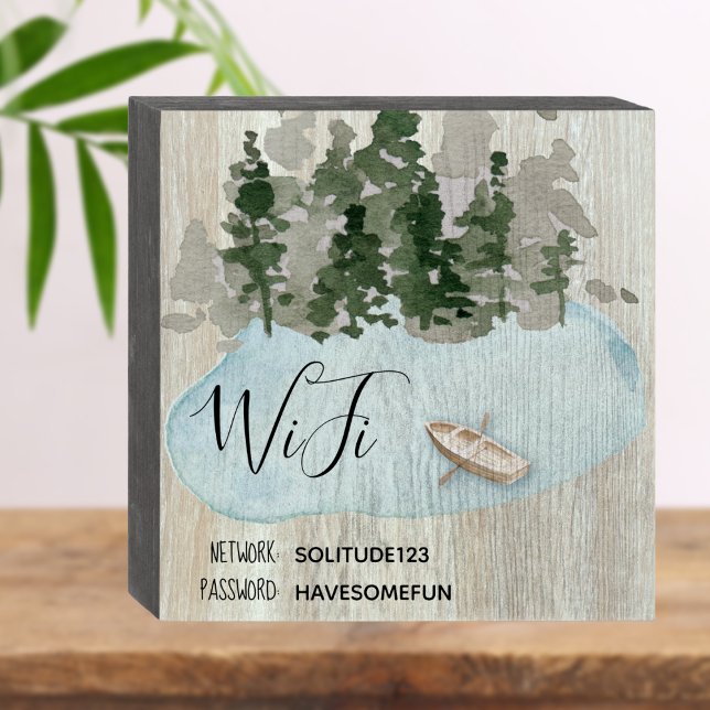 Wifi Password Lake Vacation Rental Guest Wooden Box Sign (WIFI Password)