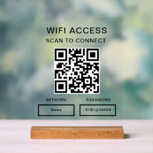 Wifi Password & Network Personalized QR Code  Acrylic Sign