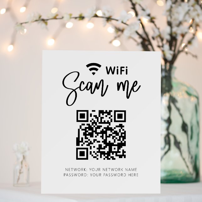 Wifi Password QR Code Clea White Contemporary Foam Board (In Situ (Wedding))