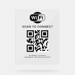 Wifi Password QR Code Scan to Connect Acrylic Sign