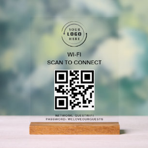 Wifi Password QR Code Scan to Connect Acrylic Sign