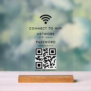 Wifi Password QR Code Scan to Connect Acrylic Sign
