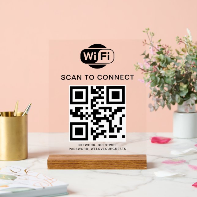 Wifi Password | QR Code Scan to Connect Acrylic Sign (Wedding)