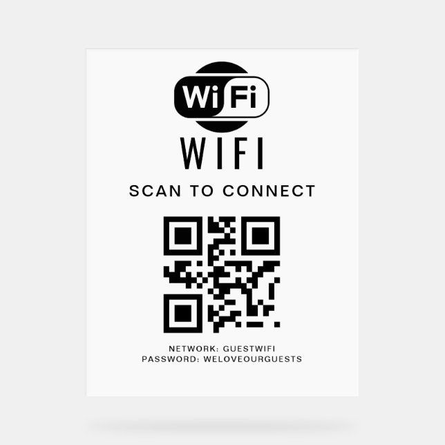 Wifi Password | QR Code Scan to Connect Acrylic Sign (Front)