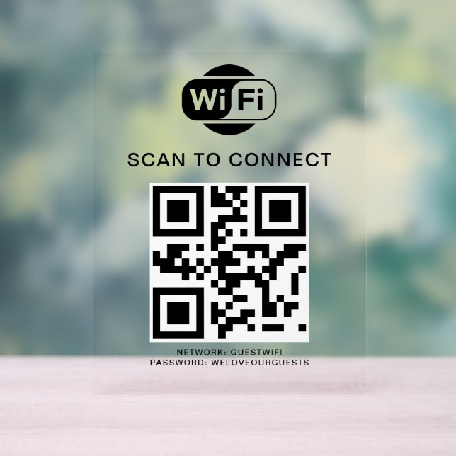 Wifi Password | QR Code Scan to Connect Acrylic Sign (Neutral)