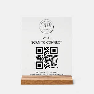 Wifi Password QR Code Scan to Connect Acrylic Sign