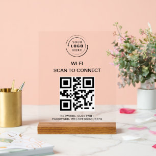 Wifi Password QR Code Scan to Connect Acrylic Sign